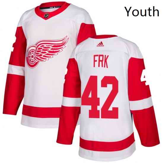 Youth Adidas Detroit Red Wings 42 Martin Frk Authentic White Away NHL Jersey